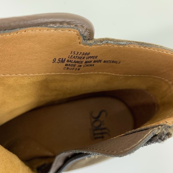 Sofft Ankle Boots suede leather Double Buckle Zip Up Taupe green 9 boho chic - Picture 8 of 10